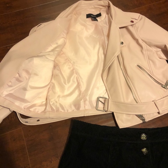 Blush Pink Faux Leather Jacket - Picture 3 of 8